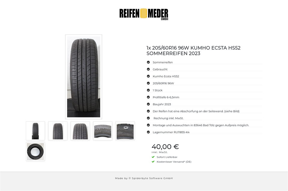 1x 205/60R16 96W KUMHO ECSTA HS52 SOMMERREIFEN 2023 #21PB – Bild 7