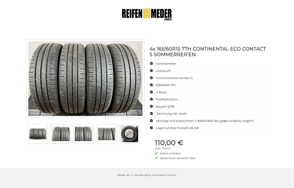 4x 165/60R15 77H CONTINENTAL ECO CONTACT 5 SOMMERREIFEN #9636 – Bild 6