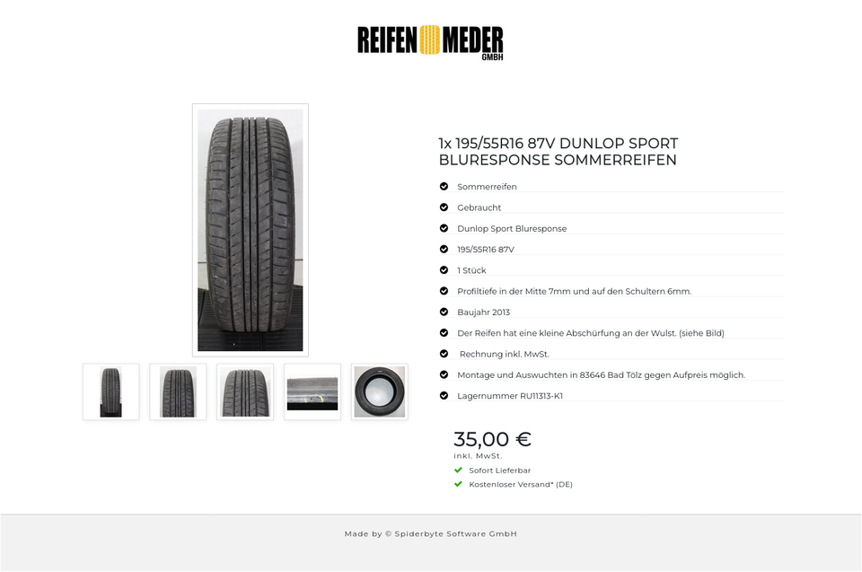 1x 195/55R16 87V DUNLOP SPORT BLURESPONSE SOMMERREIFEN #1VCF – Bild 6