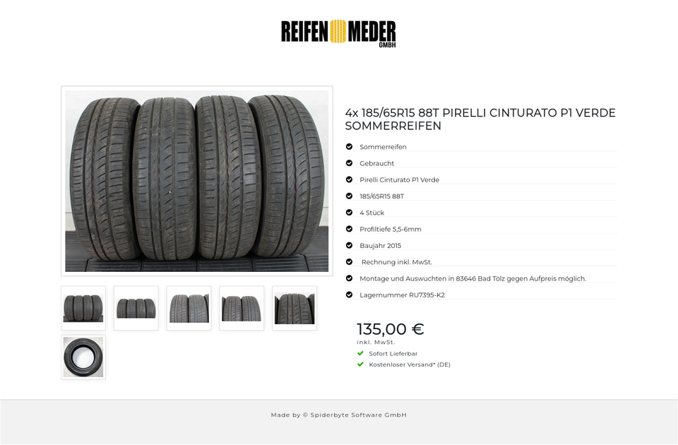 4x 185/65R15 88T PIRELLI CINTURATO P1 VERDE SOMMERREIFEN #1CKT – Bild 7