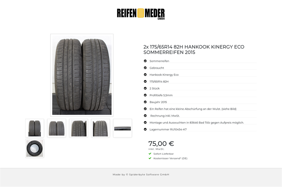 2x 175/65R14 82H HANKOOK KINERGY ECO SOMMERREIFEN 2015 #1PZY – Bild 7