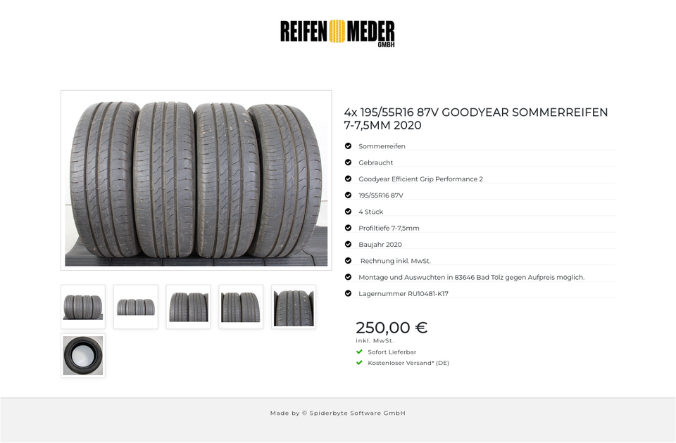 4x 195/55R16 87V GOODYEAR SOMMERREIFEN 7-7,5MM 2020 #1Q3B – Bild 7