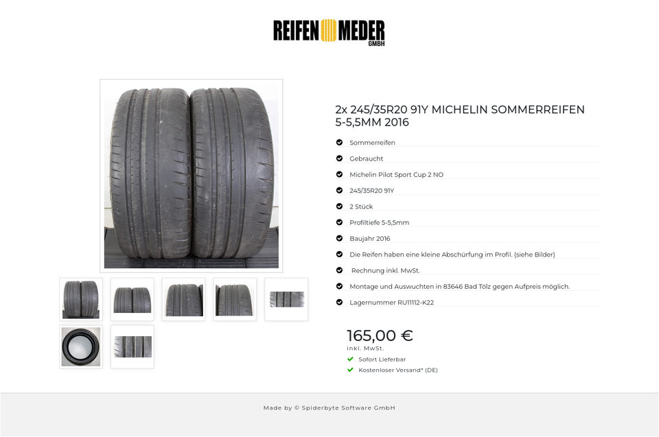 2x 245/35R20 91Y MICHELIN SOMMERREIFEN 5-5,5MM 2016 #1UHY – Bild 7
