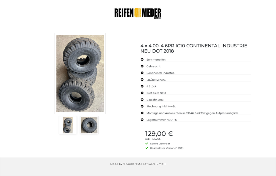 4 x 4.00-4 6PR IC10 CONTINENTAL INDUSTRIE NEU DOT 2018 #21OH – Bild 3