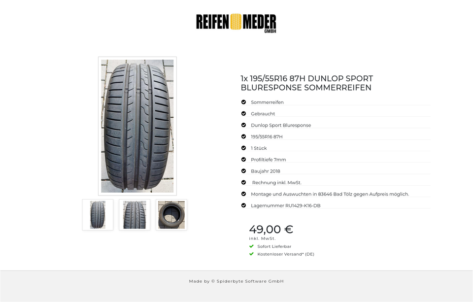 1x 195/55R16 87H DUNLOP SPORT BLURESPONSE SOMMERREIFEN #3125 – Bild 4