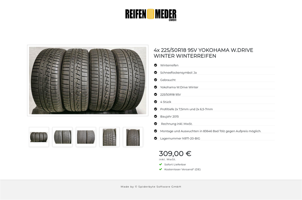 4x 225/50R18 95V YOKOHAMA W.DRIVE WINTER WINTERREIFEN #5107 – Bild 6