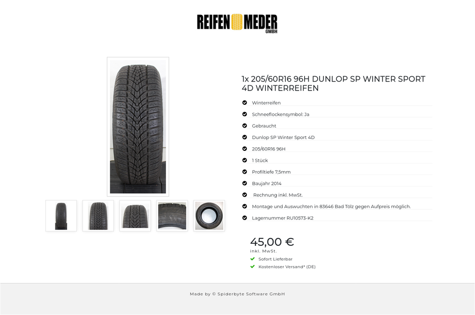 1x 205/60R16 96H DUNLOP SP WINTER SPORT 4D WINTERREIFEN #1QPJ – Bild 6