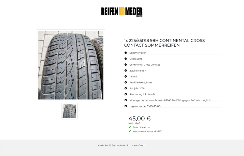1x 225/55R18 98H CONTINENTAL CROSS CONTACT SOMMERREIFEN #6136 – Bild 2