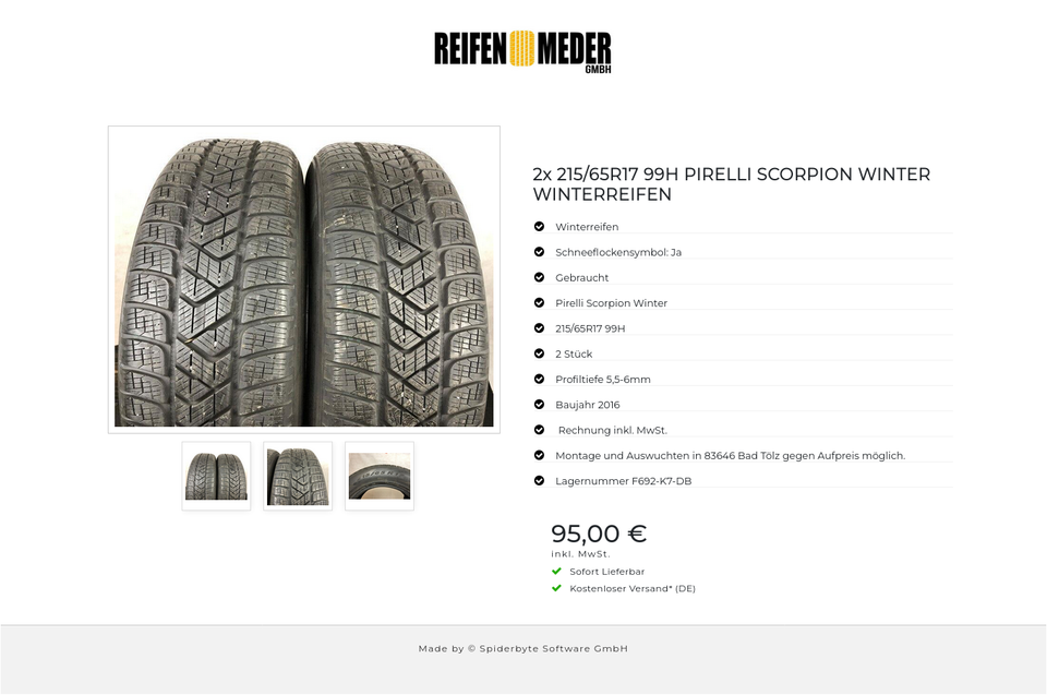 2x 215/65R17 99H PIRELLI SCORPION WINTER WINTERREIFEN #6876 – Bild 4