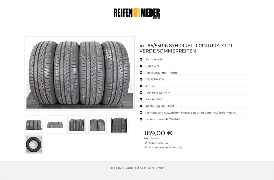 4x 195/55R16 87H PIRELLI CINTURATO P1 VERDE SOMMERREIFEN #1U0O – Bild 7