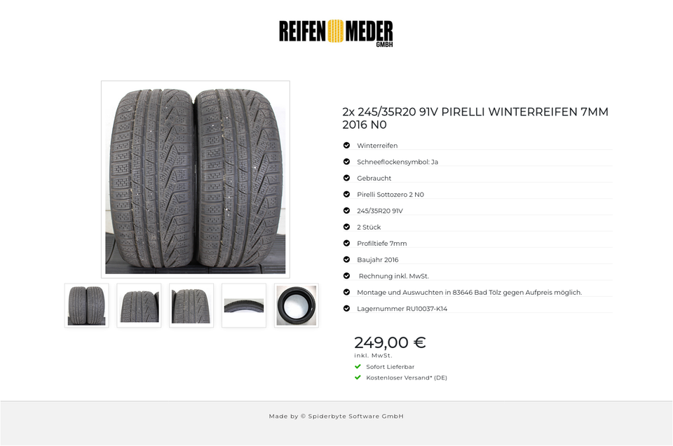 2x 245/35R20 91V PIRELLI WINTERREIFEN 7MM 2016 N0 #1ONC – Bild 6