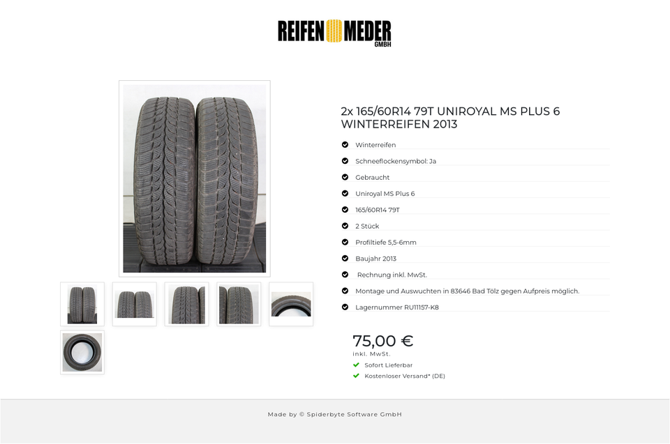 2x 165/60R14 79T UNIROYAL MS PLUS 6 WINTERREIFEN 2013 #1UON – Bild 7
