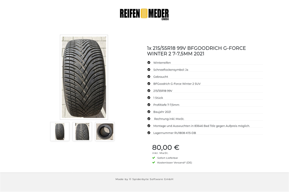 1x 215/55R18 99V BFGOODRICH G-FORCE WINTER 2 7-7,5MM 2021 #7246 – Bild 4