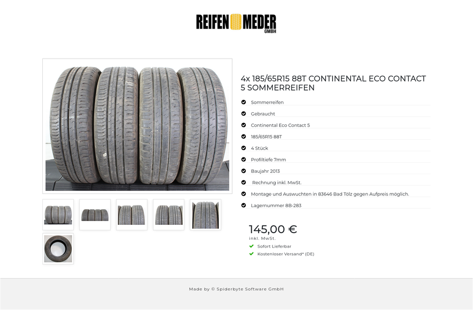 4x 185/65R15 88T CONTINENTAL ECO CONTACT 5 SOMMERREIFEN #1WBW – Bild 7