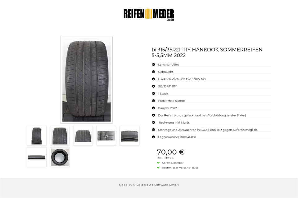 1x 315/35R21 111Y HANKOOK SOMMERREIFEN 5-5,5MM 2022 #1ULE – Bild 8