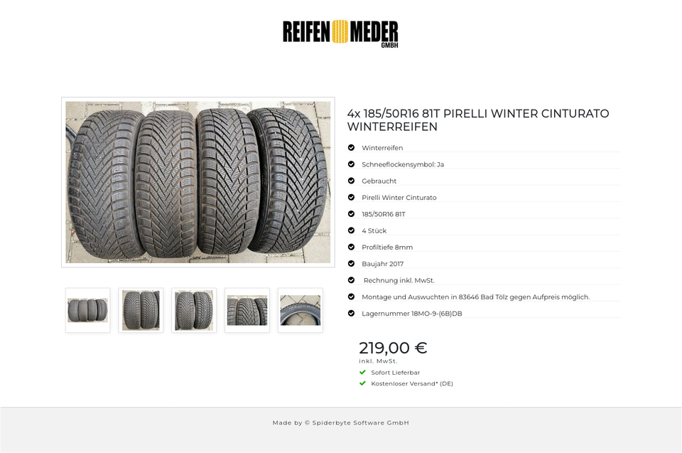 4x 185/50R16 81T PIRELLI WINTER CINTURATO WINTERREIFEN #6234 – Bild 6