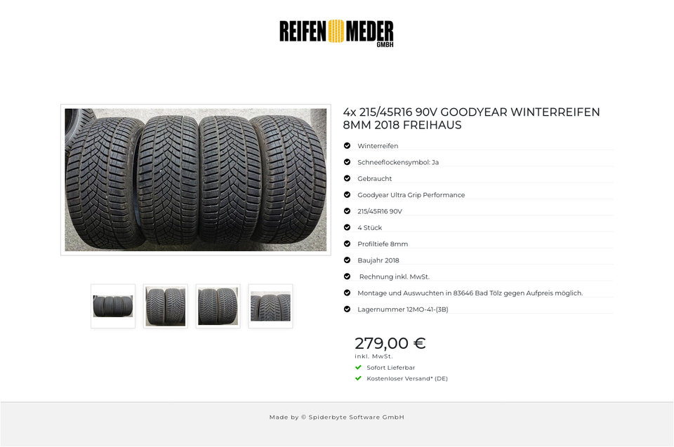 4x 215/45R16 90V GOODYEAR WINTERREIFEN 8MM 2018 FREIHAUS #5737 – Bild 5