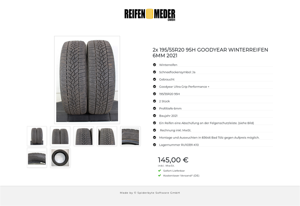 2x 195/55R20 95H GOODYEAR WINTERREIFEN 6MM 2021 #1PQE – Bild 8