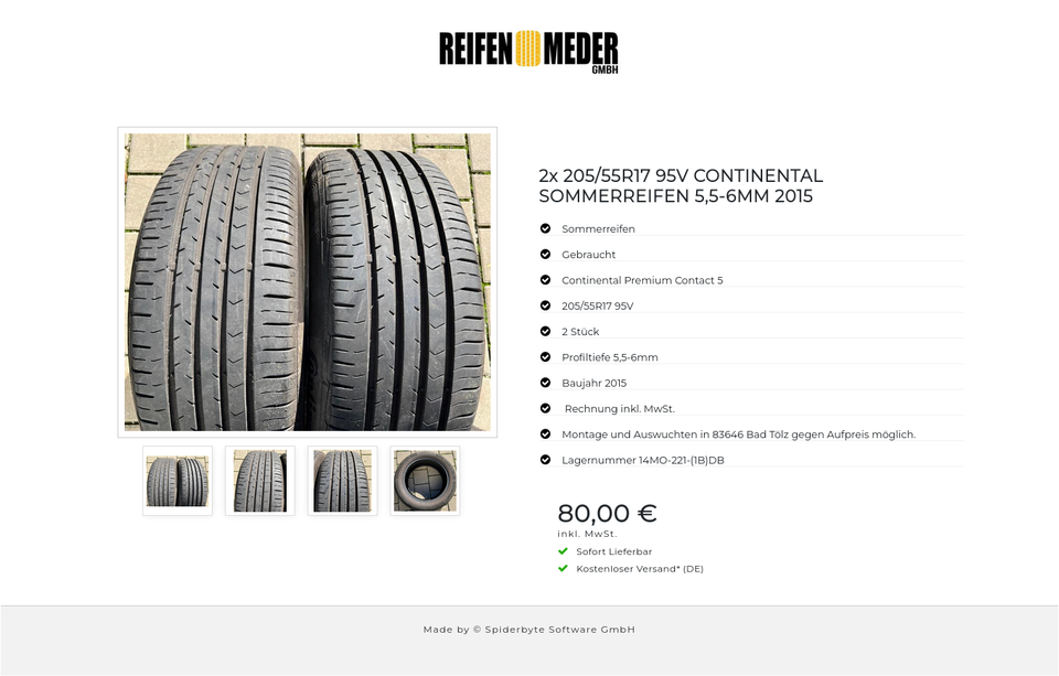 2x 205/55R17 95V CONTINENTAL SOMMERREIFEN 5,5-6MM 2015 #7882 – Bild 5
