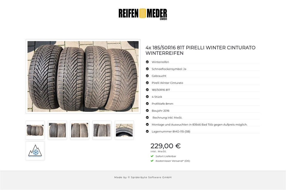 4x 185/50R16 81T PIRELLI WINTER CINTURATO WINTERREIFEN #6197 – Bild 7