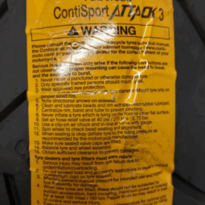 1 X 190/55ZR17 75W CONTINENTAL CONTISPORT ATTACK 3 MOTORRAD