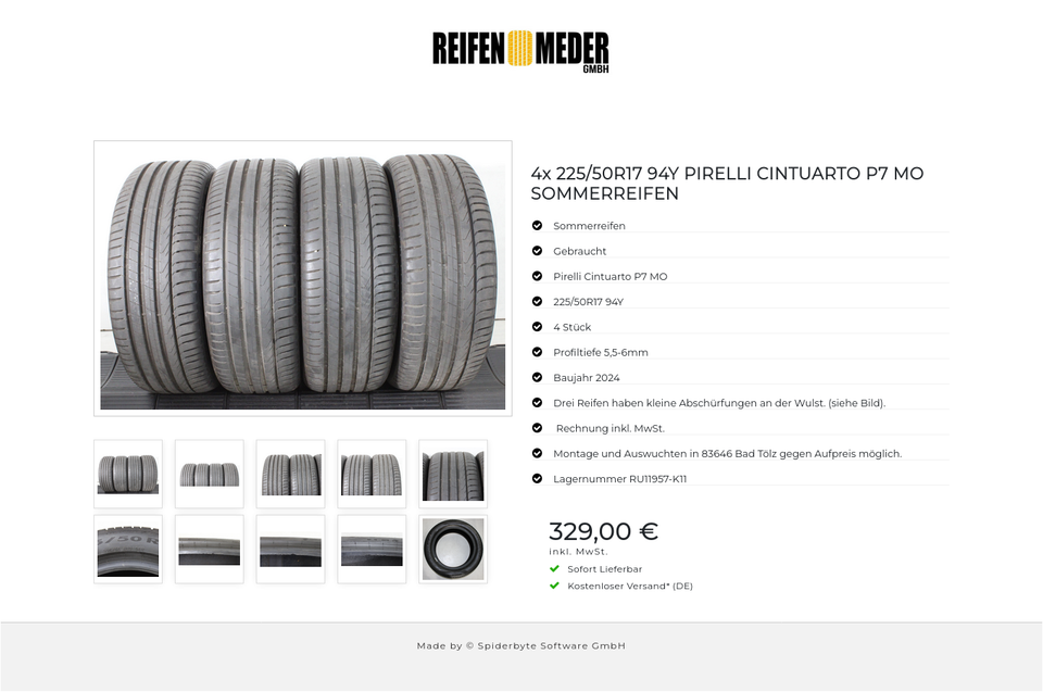 4x 225/50R17 94Y PIRELLI CINTUARTO P7 MO SOMMERREIFEN #23KR – Bild 11