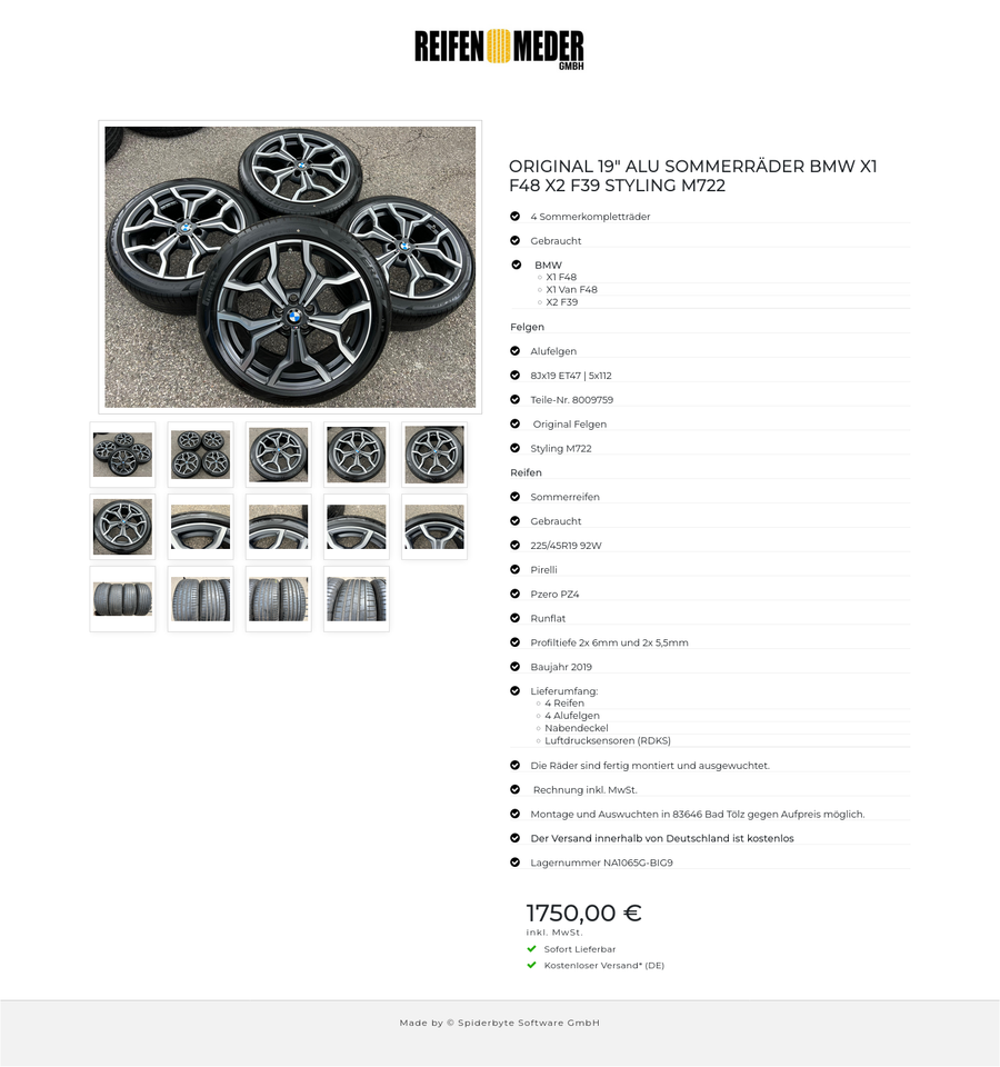 ORIGINAL 19" ALU SOMMERRÄDER BMW X1 F48 X2 F39 STYLING M722 #102U – Bild 15