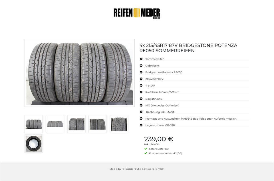 4x 215/45R17 87V BRIDGESTONE POTENZA RE050 SOMMERREIFEN #1QEP – Bild 7