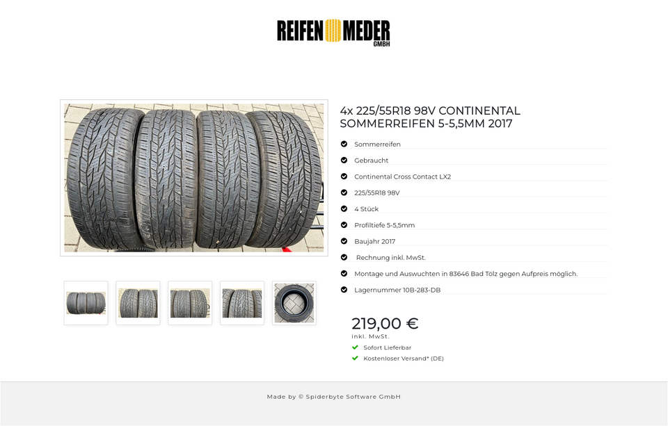 4x 225/55R18 98V CONTINENTAL SOMMERREIFEN 5-5,5MM 2017 #13BD – Bild 6