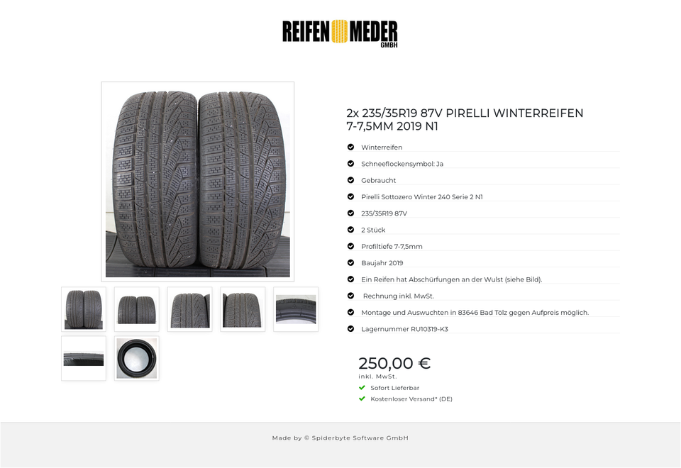 2x 235/35R19 87V PIRELLI WINTERREIFEN 7-7,5MM 2019 N1 #1PEI – Bild 8
