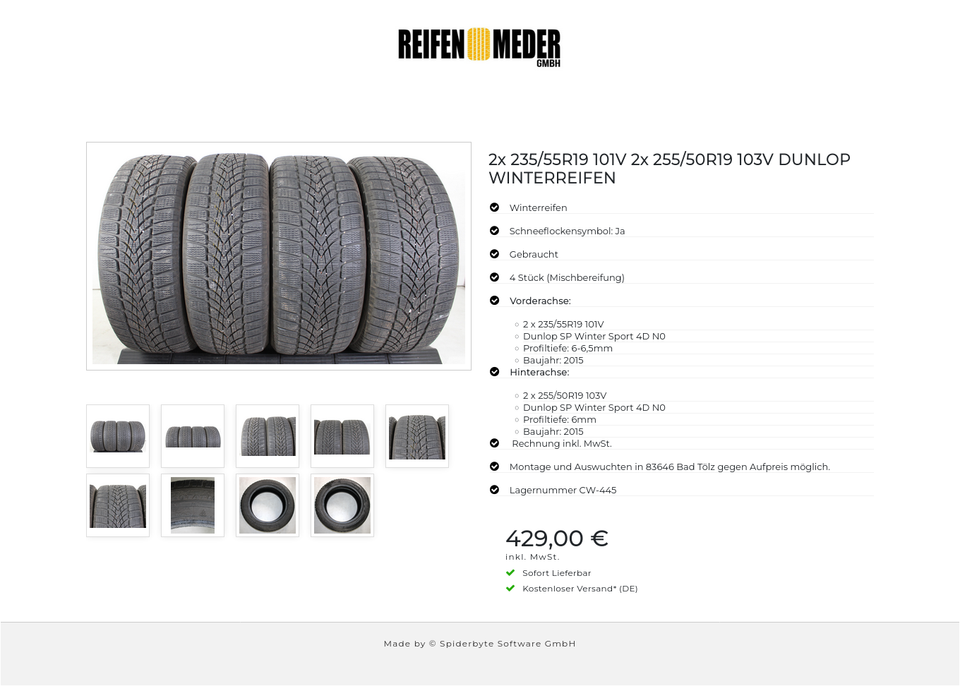 2x 235/55R19 101V 2x 255/50R19 103V DUNLOP WINTERREIFEN #1PTG – Bild 10