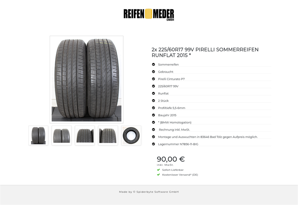 2x 225/60R17 99V PIRELLI SOMMERREIFEN RUNFLAT 2015 * #1EGL – Bild 6