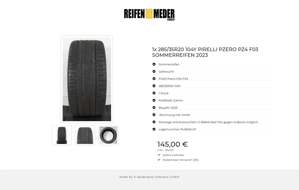 1x 285/35R20 104Y PIRELLI PZERO PZ4 F03 SOMMERREIFEN 2023 #1AAK – Bild 4