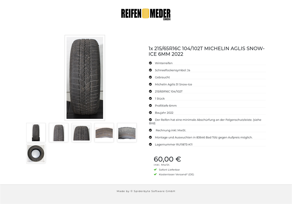 1x 215/65R16C 104/102T MICHELIN AGLIS SNOW-ICE 6MM 2022 #227N – Bild 7