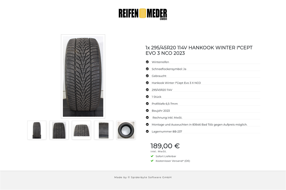1x 295/45R20 114V HANKOOK WINTER I*CEPT EVO 3 NCO 2023 #1SHS – Bild 6