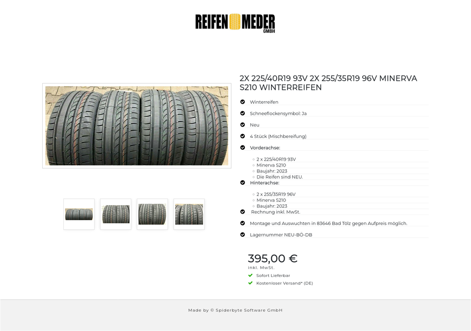 2X 225/40R19 93V 2X 255/35R19 96V MINERVA S210 WINTERREIFEN #13JY – Bild 5