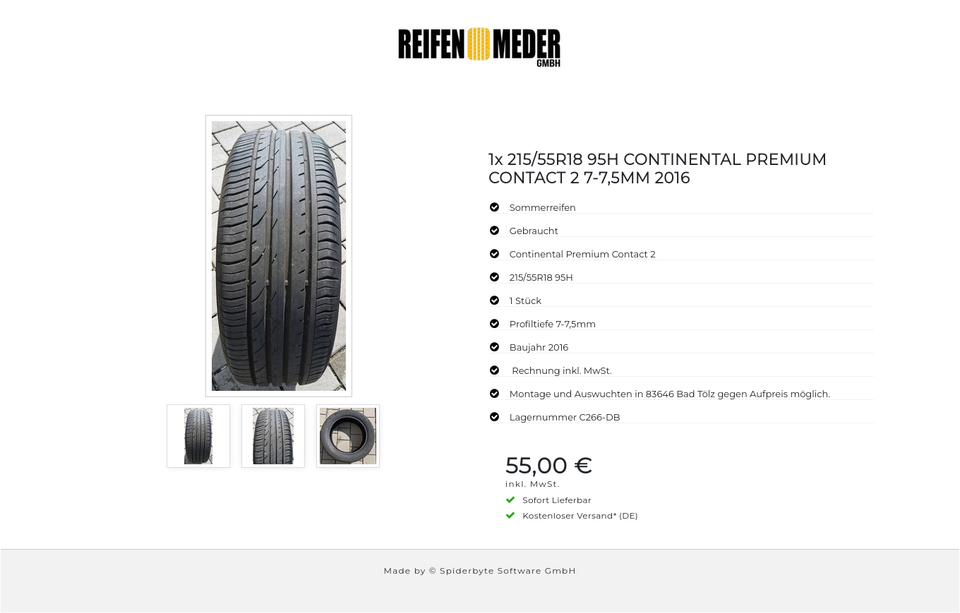 1x 215/55R18 95H CONTINENTAL PREMIUM CONTACT 2 7-7,5MM 2016 #2497 – Bild 4