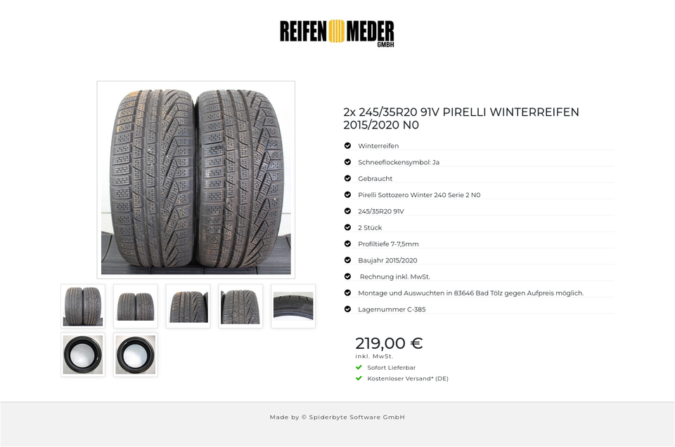 2x 245/35R20 91V PIRELLI WINTERREIFEN 2015/2020 N0 #1PUY – Bild 8