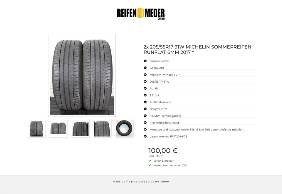 2x 205/55R17 91W MICHELIN SOMMERREIFEN RUNFLAT 6MM 2017 * #1V4O – Bild 6