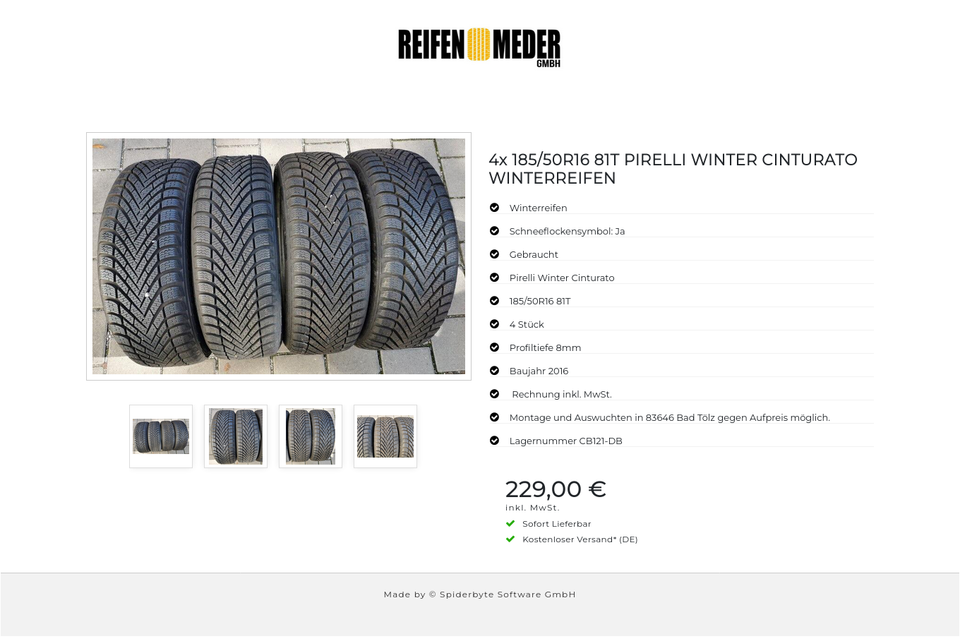 4x 185/50R16 81T PIRELLI WINTER CINTURATO WINTERREIFEN #5422 – Bild 5