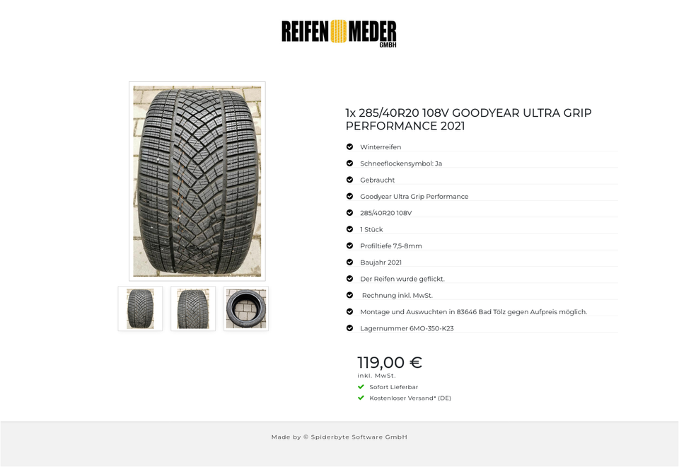 1x 285/40R20 108V GOODYEAR ULTRA GRIP PERFORMANCE 2021 #10SG – Bild 4