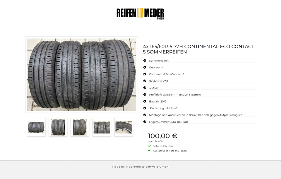 4x 165/60R15 77H CONTINENTAL ECO CONTACT 5 SOMMERREIFEN #6620 – Bild 6