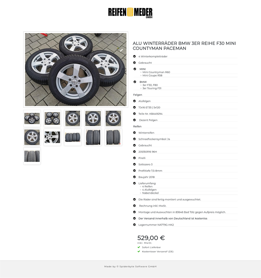 ALU WINTERRÄDER BMW 3ER REIHE F30 MINI COUNTYMAN PACEMAN #108G – Bild 12