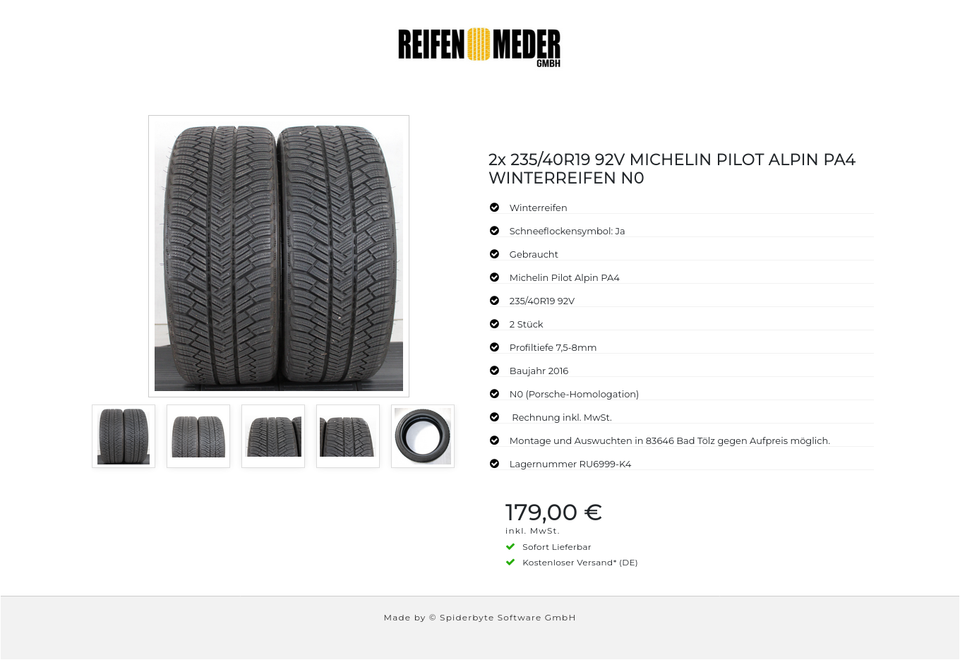 2x 235/40R19 92V MICHELIN PILOT ALPIN PA4 WINTERREIFEN N0 #1BJB – Bild 6