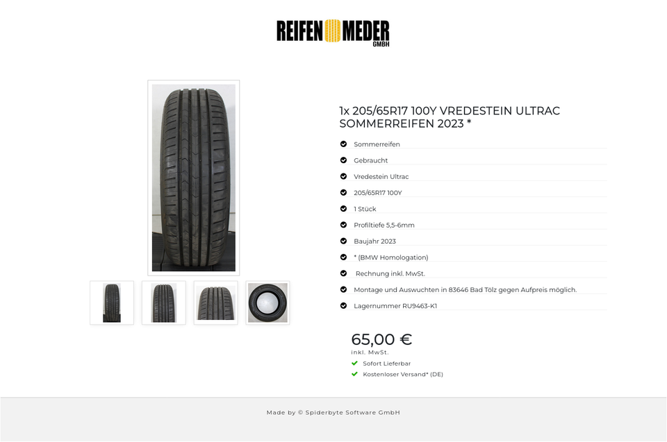 1x 205/65R17 100Y VREDESTEIN ULTRAC SOMMERREIFEN 2023 * #1N5L – Bild 5