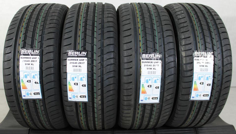 4x 215/45R17 91W BERLIN TIRES SUMMER UHP1 SOMMERREIFEN XL #1M2F