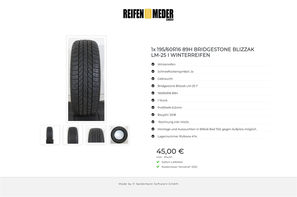 1x 195/60R16 89H BRIDGESTONE BLIZZAK LM-25 I WINTERREIFEN #19HT – Bild 5