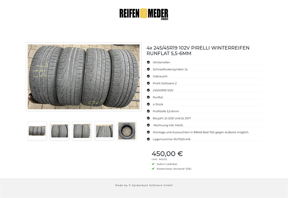 4x 245/45R19 102V PIRELLI WINTERREIFEN RUNFLAT 5,5-6MM #1ORU – Bild 6