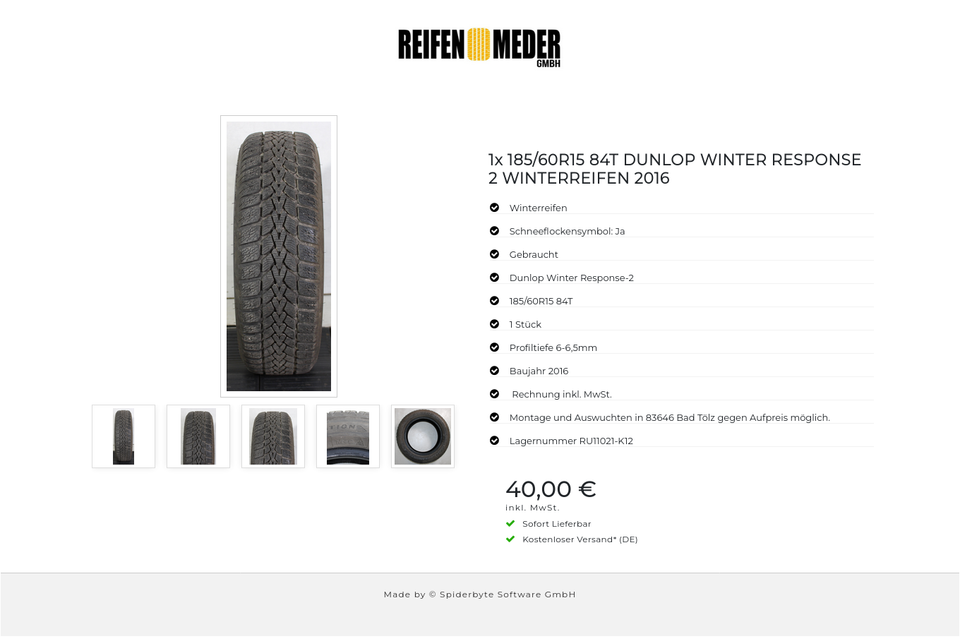 1x 185/60R15 84T DUNLOP WINTER RESPONSE 2 WINTERREIFEN 2016 #1TWN – Bild 6