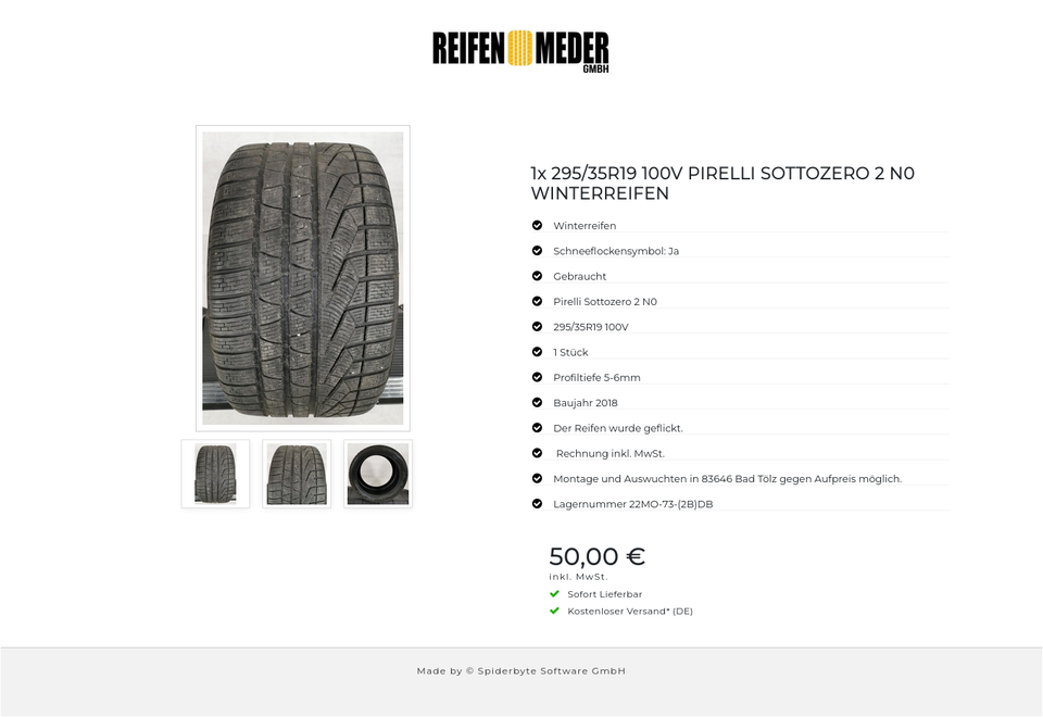 1x 295/35R19 100V PIRELLI SOTTOZERO 2 N0 WINTERREIFEN #131G – Bild 4